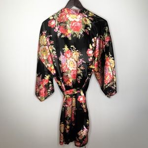 Silky floral robe